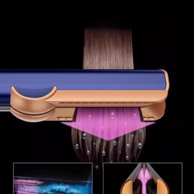 Lisseur sèche cheveux 2 en 1 bleu efficace